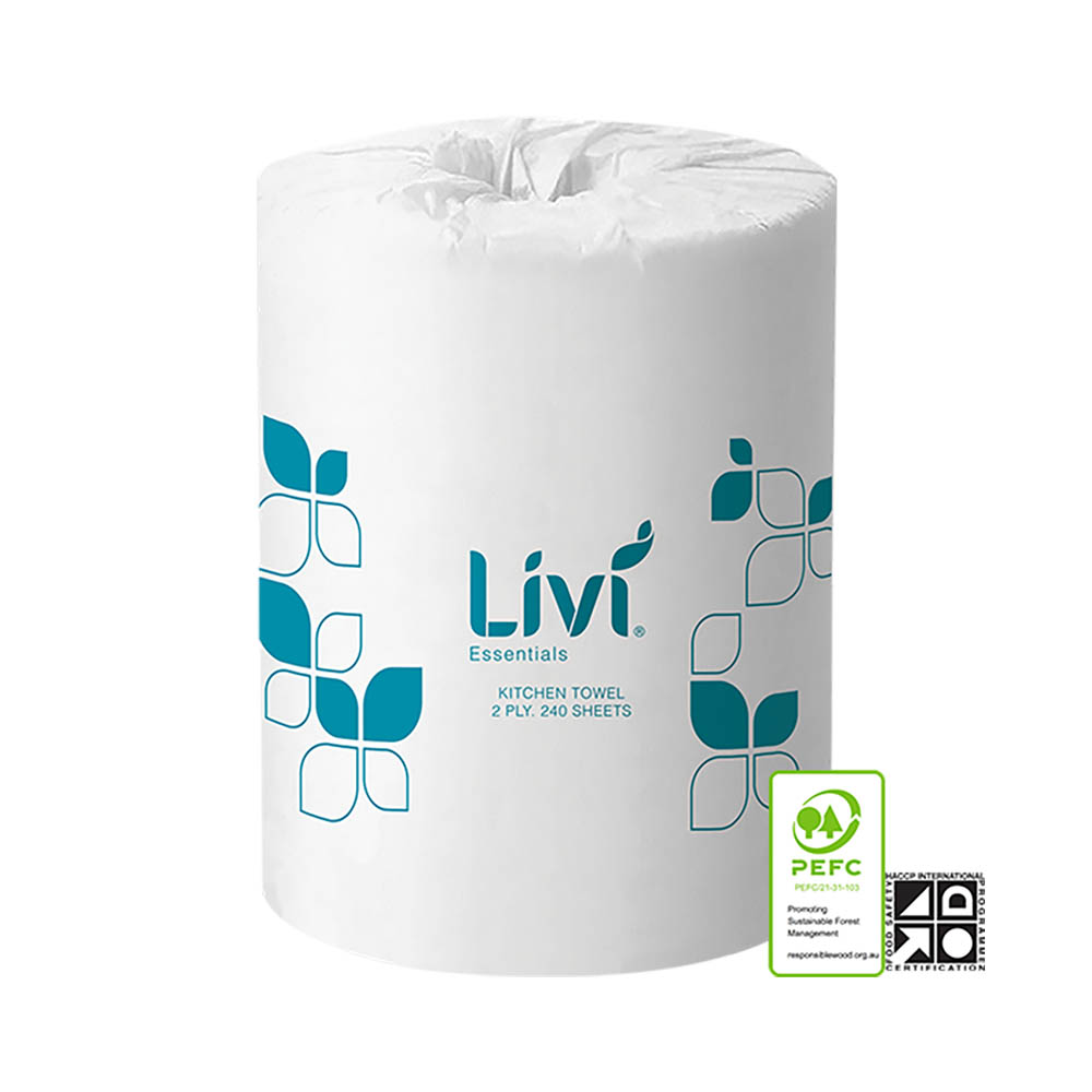 LIVI ESSENTIALS KITCHEN ROLL TOWEL 2-PLY 240 SHEET CARTON 12 |  | 7035805