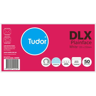 Image for TUDOR DLX ENVELOPES SECRETIVE WALLET PLAINFACE PRESS SEAL POST OFFICE SQUARES 80GSM 120 X 235MM WHITE PACK 50 from BusinessWorld Computer & Stationery Warehouse