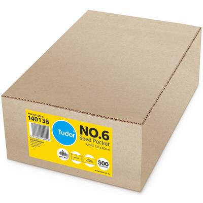 Image for TUDOR ENVELOPES NO.6 SEED POCKET PLAINFACE MOIST SEAL 80GSM 80 X 135MM GOLD BOX 500 from Office Express