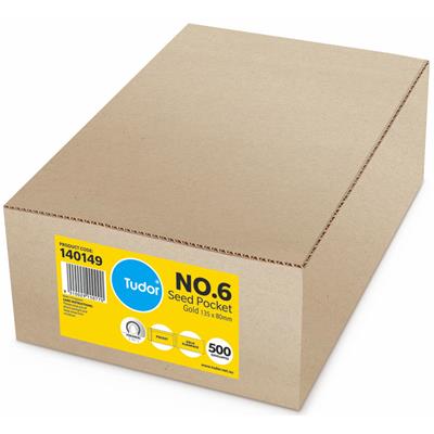 Image for TUDOR ENVELOPES NO.6 SEED POCKET PLAINFACE PRESS SEAL 80GSM 80 X 135MM GOLD BOX 500 from Office Express