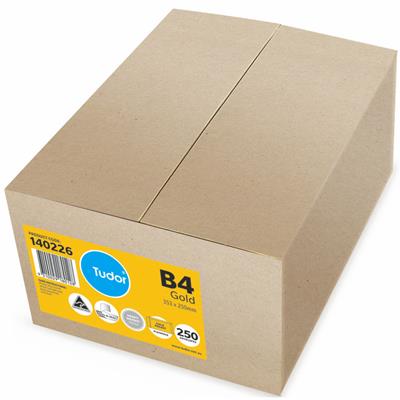 Image for TUDOR B4 ENVELOPES POCKET PLAINFACE STRIP SEAL 100GSM 353 X 250MM GOLD BOX 250 from Prime Office Supplies
