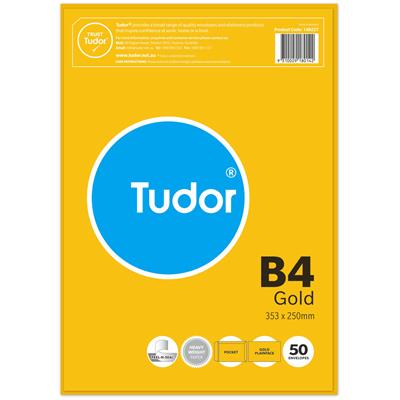 Image for TUDOR B4 ENVELOPES POCKET PLAINFACE STRIP SEAL 100GSM 353 X 250MM GOLD PACK 50 from That Office Place PICTON