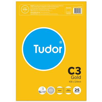 Image for TUDOR C3 ENVELOPES POCKET PLAINFACE STRIP SEAL 100GSM 458 X 324MM GOLD PACK 25 from Office Express