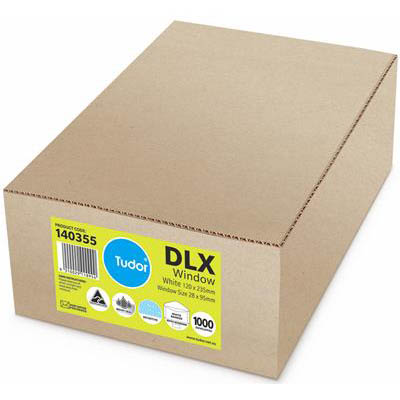 Image for TUDOR DLX ENVELOPES SECRETIVE BANKER WINDOWFACE (P1) MOIST SEAL 80GSM 120 X 235MM WHITE BOX 1000 from That Office Place PICTON