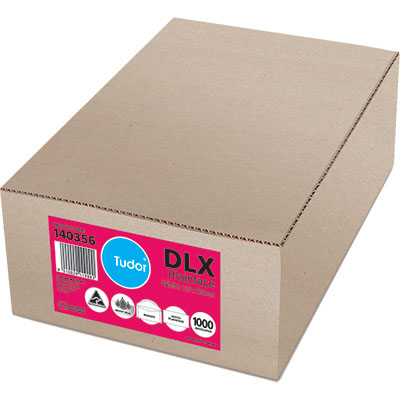 Image for TUDOR DLX ENVELOPES BANKER PLAINFACE MOIST SEAL 80GSM 120 X 235MM WHITE BOX 1000 from Olympia Office Products