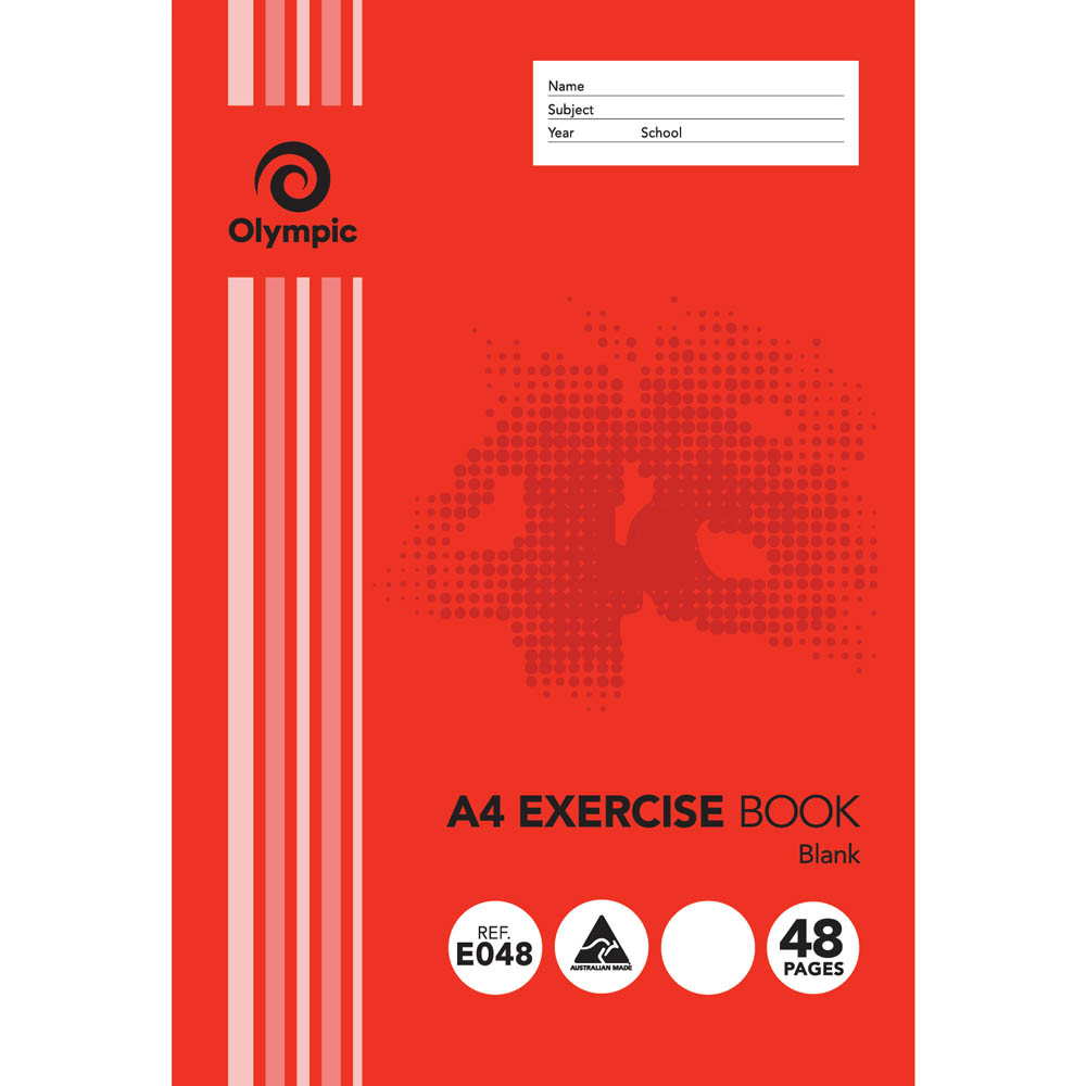 Image for OLYMPIC E048 EXERCISE BOOK UNRULED 55GSM 48 PAGE A4 from Memo Office and Art