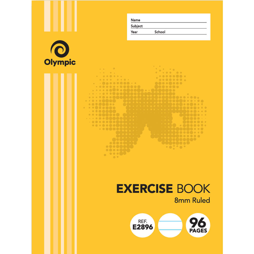 Image for OLYMPIC E2896 EXERCISE BOOK 8MM FEINT RULED 55GSM 96 PAGE 225 X 175MM from Challenge Office Supplies