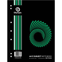 olympic sl865 spiral 5-subject notebook 8mm ruled 240 page 55gsm a4 pack 5