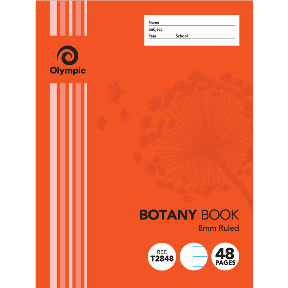 Image for OLYMPIC T2848 BOTANY BOOK 8MM RULED 55GSM 48 PAGE 225 X 175MM from Mitronics Corporation