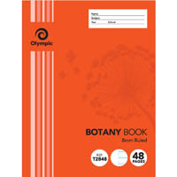olympic t2848 botany book 8mm ruled 55gsm 48 page 225 x 175mm