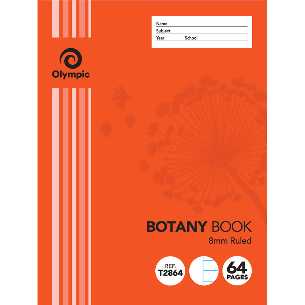 Image for OLYMPIC T2864 BOTANY BOOK 8MM RULED 55GSM 64 PAGE 225 X 175MM from Clipboard Stationers & Art Supplies