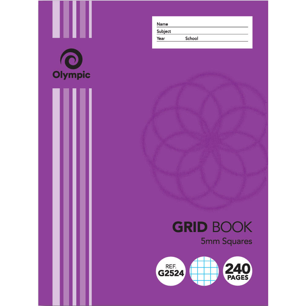 Image for OLYMPIC G2524 GRID BOOK 5MM SQUARES 240 PAGE 55GSM 225 X 175MM from Australian Stationery Supplies