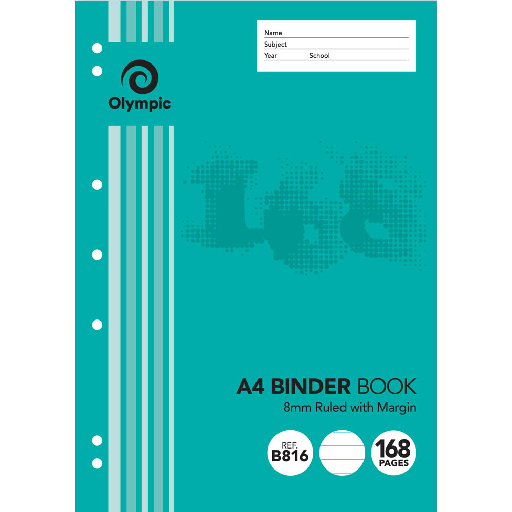 Image for OLYMPIC B816 BINDER BOOK 8MM RULED 168 PAGE 55GSM A4 from Office Express