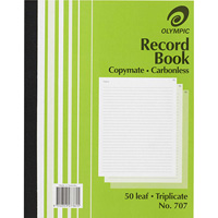olympic 707 record book carbonless triplicate 50 leaf 250 x 200mm
