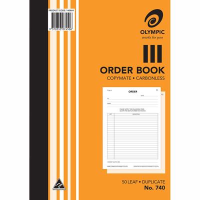 Image for OLYMPIC 740 ORDER BOOK CARBONLESS DUPLICATE 50 LEAF A4 from Clipboard Stationers & Art Supplies