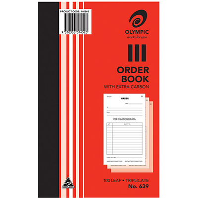 Image for OLYMPIC 639 ORDER BOOK CARBON TRIPLICATE 100 LEAF 200 X 125MM from Office Express