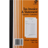 olympic 724 invoice and statement book carbonless duplicate 50 leaf 200 x 125mm