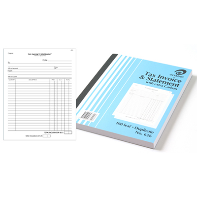 Image for OLYMPIC 626 INVOICE AND STATEMENT BOOK CARBON DUPLICATE 100 LEAF 250 X 200MM from Australian Stationery Supplies