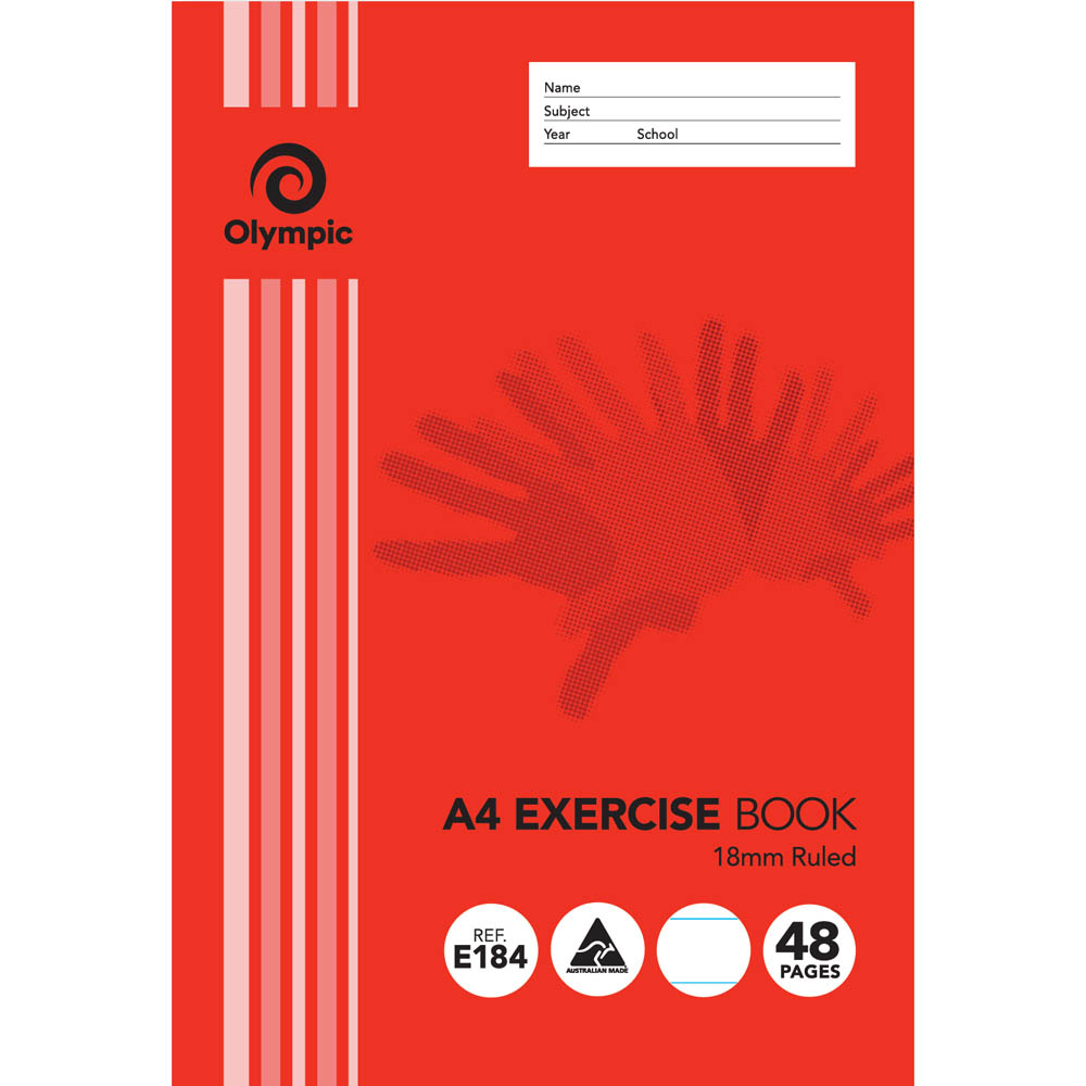 Image for OLYMPIC E184 EXERCISE BOOK 18MM RULED 55GSM 48 PAGE A4 from Mitronics Corporation