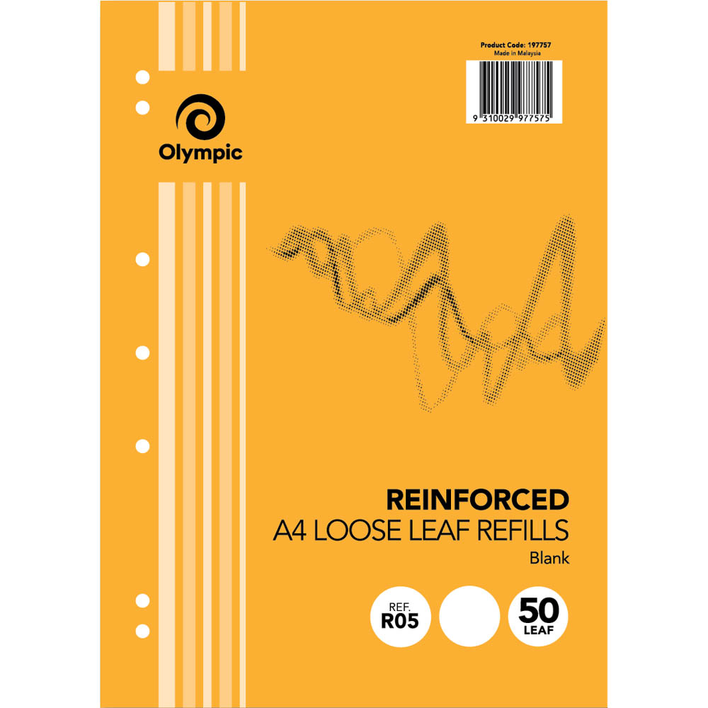 Image for OLYMPIC R05 REINFORCED A4 LOOSE REFILL PLAIN 55GSM 50 SHEETS from Clipboard Stationers & Art Supplies