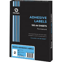 olympic adhesive multipurpose labels square corners 2up 210 x 148mm white box 100
