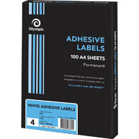 olympic adhesive multipurpose labels square corners 4up 105 x 148mm white box 100