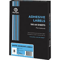 olympic adhesive multipurpose labels square corners 8up 105 x 74mm white box 100