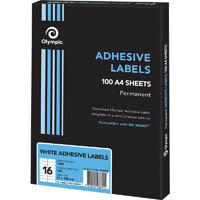 olympic adhesive labels 16up 105 x 37mm white box 100
