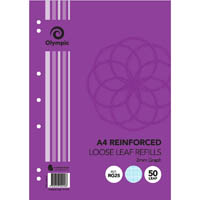 olympic rg25 reinforced a4 loose refill 2mm graph ruled 55gsm 50 sheets