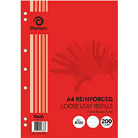 olympic r720 reinforced loose leaf refill 7mm feint ruled 55gsm a4 pack 200