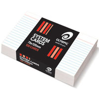 olympic ruled system cards 75 x 125mm white pack 100