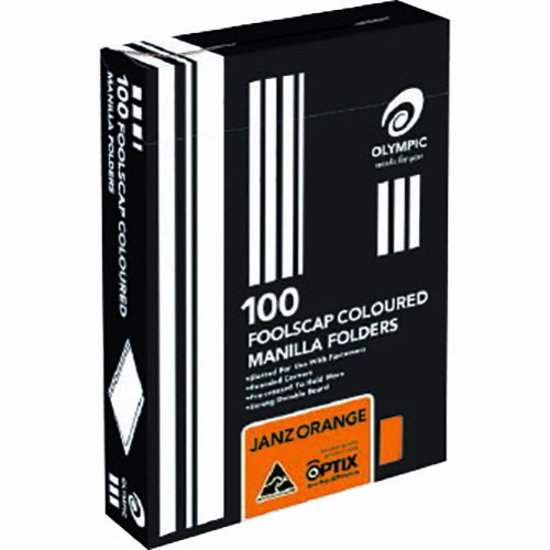 Image for OLYMPIC MANILLA FOLDERS FOOLSCAP ORANGE BOX 100 from Mitronics Corporation