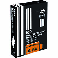 olympic manilla folders foolscap orange box 100