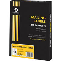 olympic mailing multipurpose labels round corners  14up 99.1 x 38.1mm white box 100