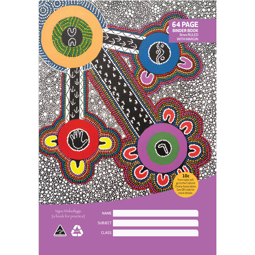 Image for CULTURAL CHOICE BINDER BOOK 8MM RULED 70GSM 64 PAGE A4 MOTIF from Australian Stationery Supplies