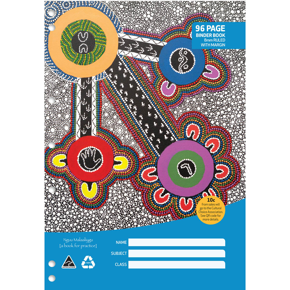 Image for CULTURAL CHOICE BINDER BOOK 8MM RULED 70GSM 96 PAGE A4 MOTIF from Australian Stationery Supplies