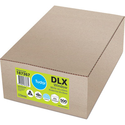 Image for TUDOR DLX ENVELOPES SECRETIVE BANKER WINDOWFACE (P6) MOIST SEAL 80GSM 120 X 235MM WHITE BOX 500 from That Office Place PICTON