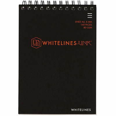Image for WHITELINES SPIRAL NOTEPAD 8MM RULED 80GSM 140 PAGE A6 from BusinessWorld Computer & Stationery Warehouse