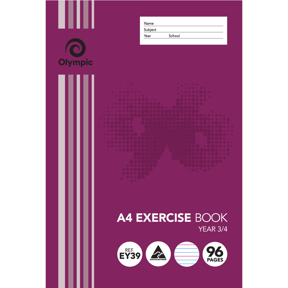 Image for OLYMPIC EY39 EXERCISE BOOK YEAR 3/4 12MM RULED 55GSM 96 PAGE A4 from Prime Office Supplies