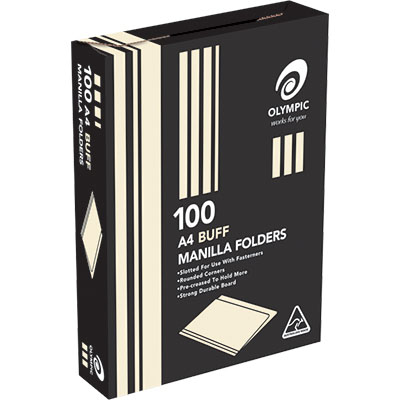 Image for OLYMPIC MANILLA FOLDER A4 BUFF BOX 100 from Memo Office and Art