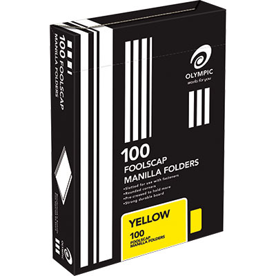Image for OLYMPIC MANILLA FOLDER FOOLSCAP YELLOW BOX 100 from Memo Office and Art