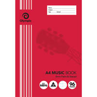 olympic m896 music book feint and staved 8mm 96 page 55gsm a4 pack 10