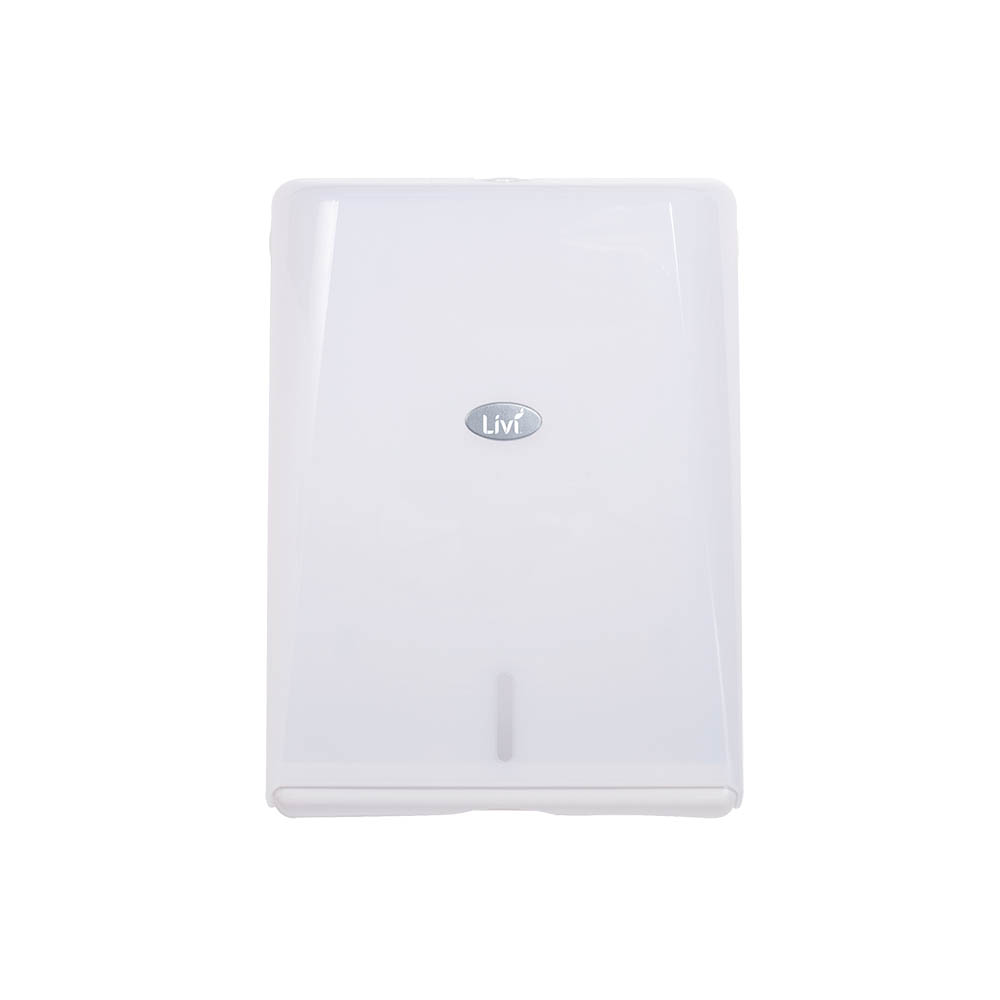 Image for LIVI INTERLEAVE MULTIFOLD/ULTRASLIM TOWEL DISPENSER 350 X 100 X 260MM WHITE from Positive Stationery