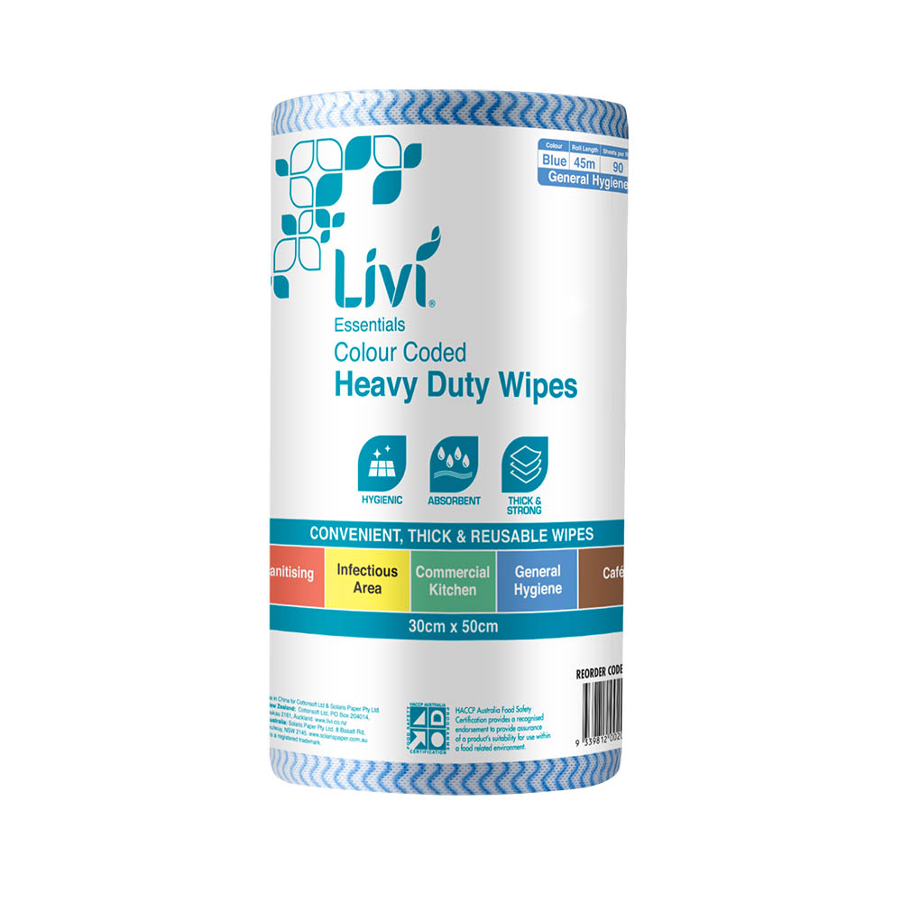 Image for LIVI ESSENTIALS COMMERCIAL WIPES BLUE CARTON 4 from ALLBIZ Office Supplies