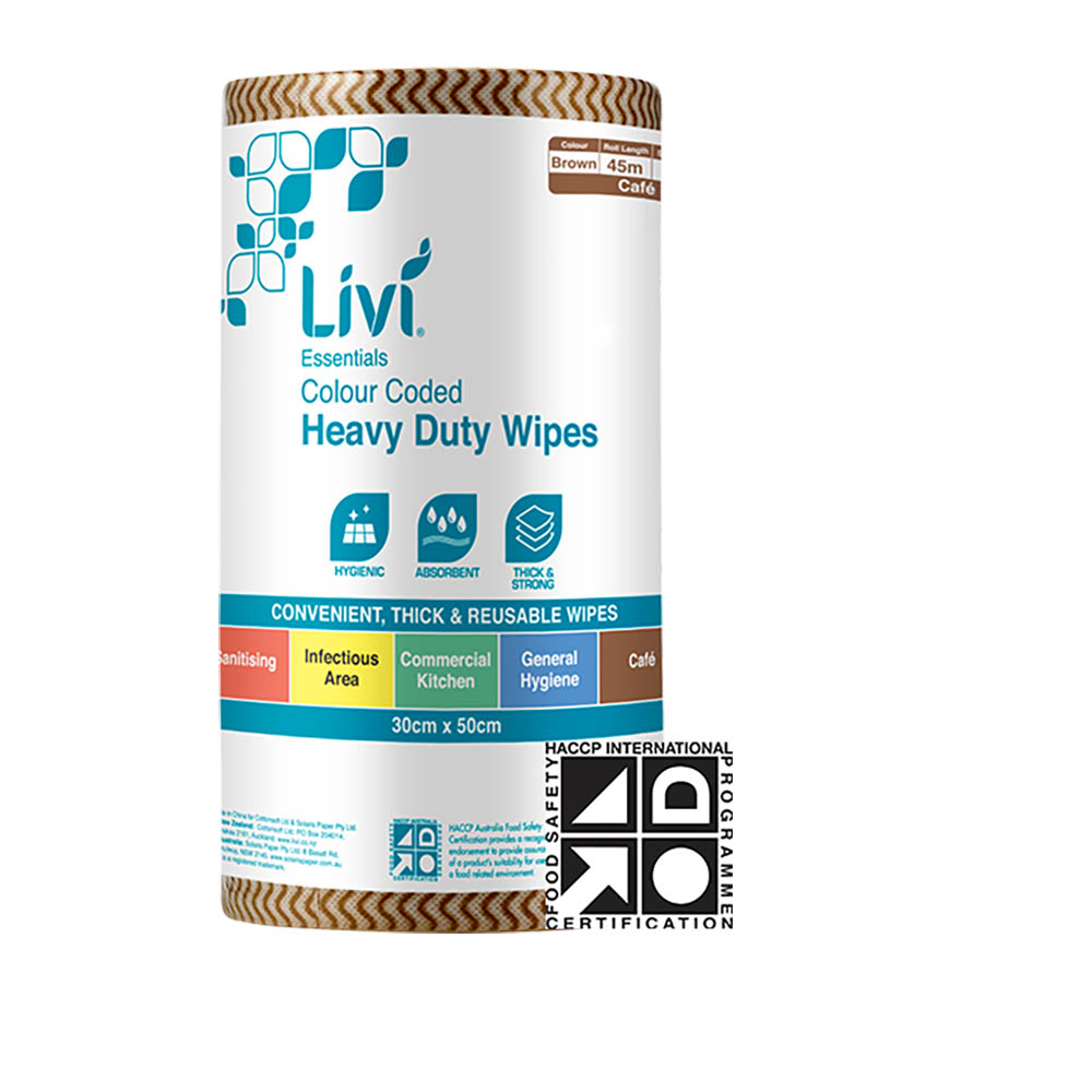 Image for LIVI ESSENTIALS COMMERCIAL WIPES BROWN CARTON 4 from Memo Office and Art