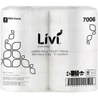 livi everyday 7006 jumbo roll toilet 2-ply 300m carton 8