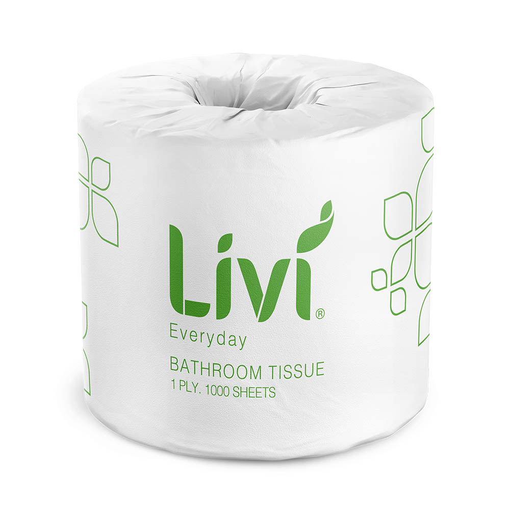 Image for LIVI BASICS TOILET TISSUE 1-PLY 1000 SHEET CARTON 48 from That Office Place PICTON