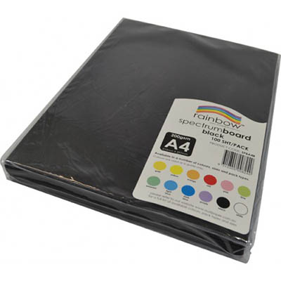 Image for RAINBOW SPECTRUM BOARD 220GSM A4 BLACK PACK 100 from Office Heaven