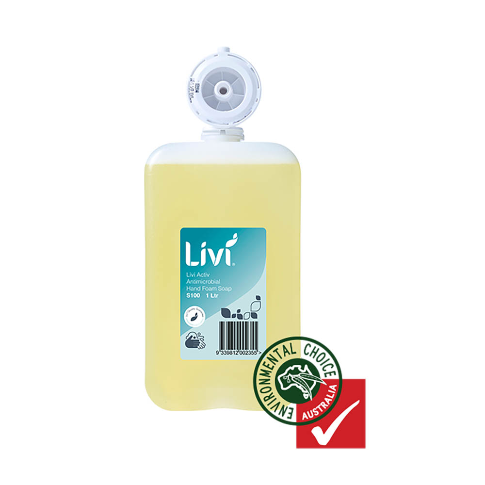 Image for LIVI ACTIV ANTIMICROBIAL FOAMING HAND SOAP CARTRIDGE 1 LITRE from Clipboard Stationers & Art Supplies