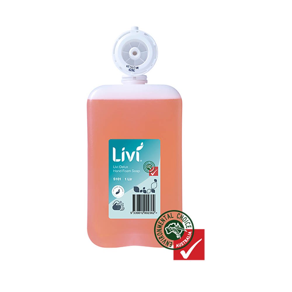 Image for LIVI DELUX FOAMING HAND SOAP CARTRIDGE 1 LITRE CARTON 6 from Clipboard Stationers & Art Supplies